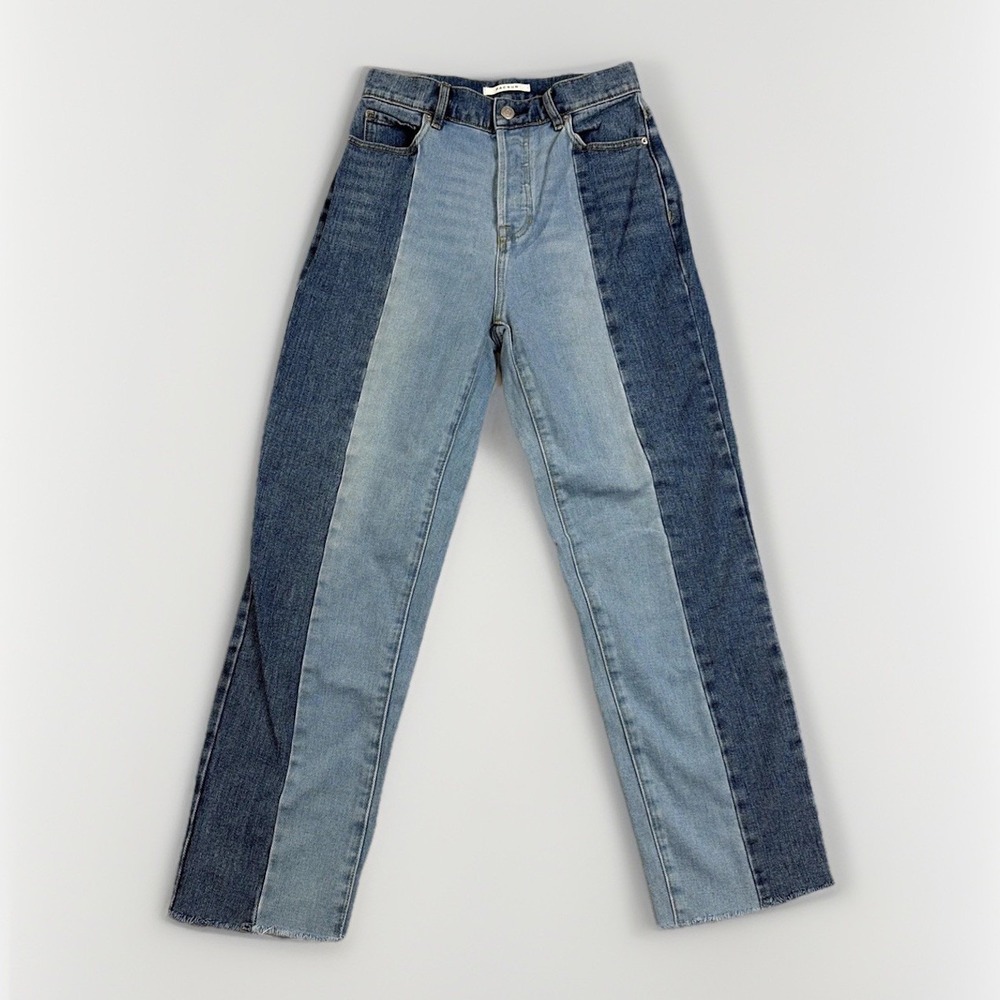 PacSun Straight Leg Jeans Womens 25 Blue Two Tone Colorblock High Rise Denim